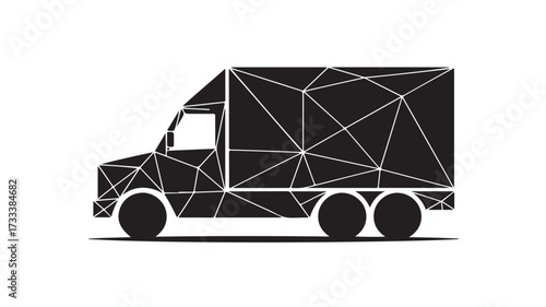 Sleek modern delivery truck design with geometric polygon art, perfect for logistics, transport, and modern business branding visuals.