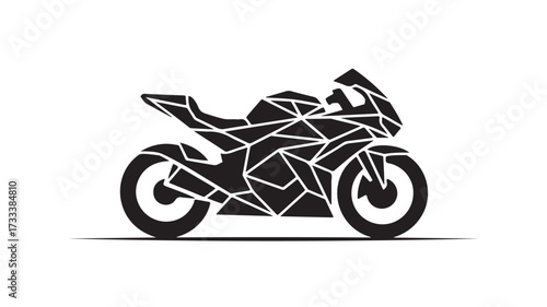 Dynamic geometric sport motorcycle silhouette representing speed freedom and modern design trends for automotive enthusiasts and graphic projects