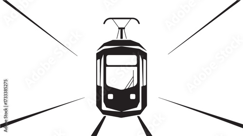 Modern tram car silhouette design for urban travel, transportation, and city life, perfect for minimalist projects and public transit concepts