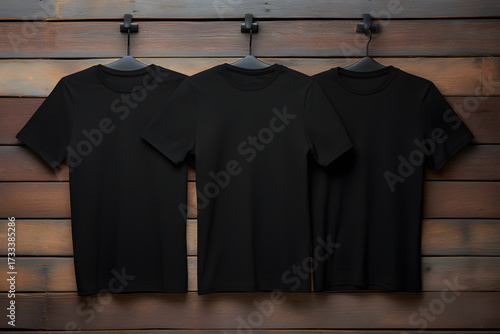 Mock up illustration  of Bella Canvas black t-shirt, back and front image on a white background, flat design