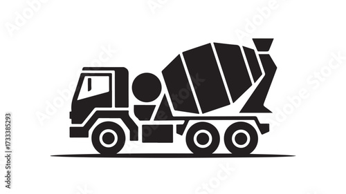 Concrete mixer truck icon representing construction and infrastructure projects, perfect for building materials and industrial design concepts
