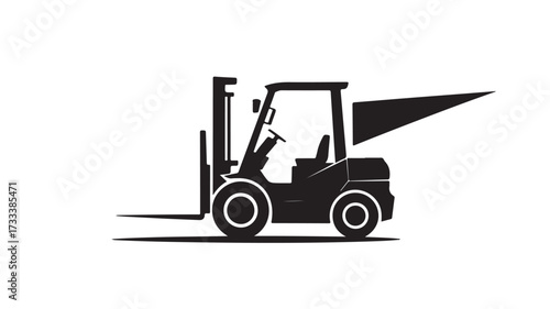 Dynamic black silhouette of a forklift, representing logistics, warehouse operations, and industrial efficiency for commercial needs