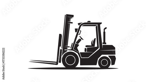 Dynamic silhouette of a forklift, perfect for logistics, warehouse, and industrial projects, delivering efficiency and reliability