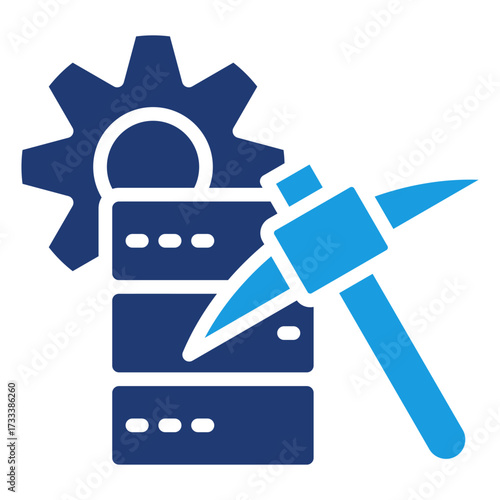 Data Mining Glyph Blue Icon