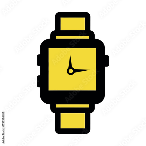 Yellow square smartwatch icon simple
