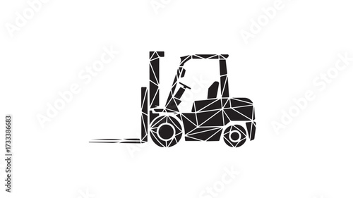 Modern geometric forklift silhouette representing industrial logistics and material handling efficiency, perfect for business presentations and warehousing concepts