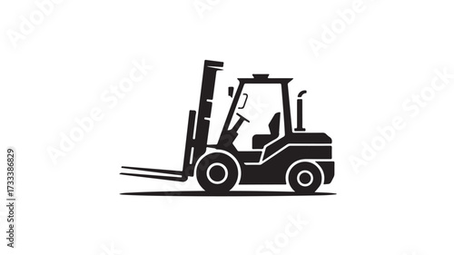Dynamic forklift silhouette ready for industrial logistics, warehouse operations, and heavy lifting tasks, symbolizing efficiency and power in commercial settings.