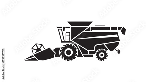 Modern combine harvester machine icon for efficient agricultural harvesting operations in sleek black design, perfect for industry marketing and farming technology concepts.