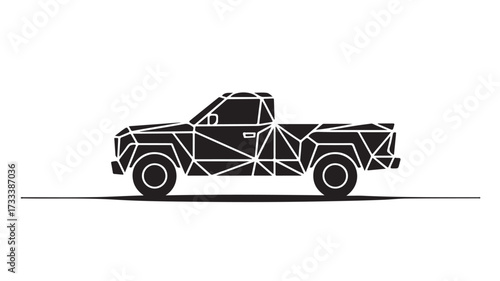 Sleek modern pickup truck silhouette rendered in dynamic geometric low poly style, perfect for automotive marketing and design projects