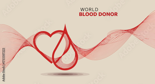Abstract graphic for World Blood Donor Day with heart and blood drop
