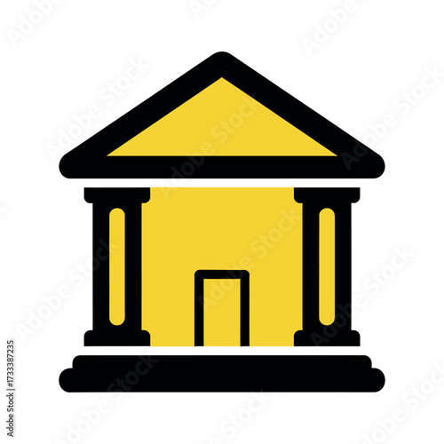 Classic building icon simple yellow design