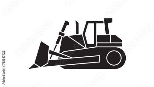 Powerful bulldozer silhouette ready for construction projects, ideal for infrastructure development, land clearing, and building foundations with a modern industrial design element