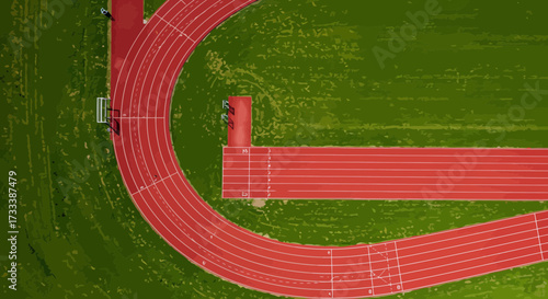 Aerial View of a Running Track with Green Field for Sporting Activities