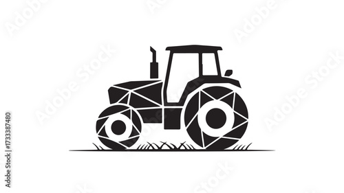 Modern geometric tractor icon symbolizing agricultural innovation and power for farming industry branding and design projects