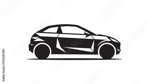 Sleek modern black car silhouette conveying motion and sophistication, perfect for automotive branding and design projects.
