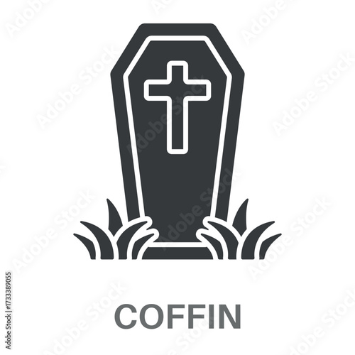 Coffin Simple Style Glyph Design Vector
