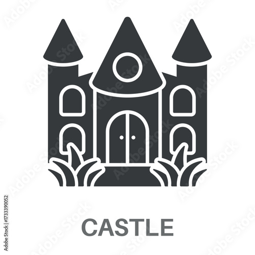 Castle Simple Style Glyph Design Vector