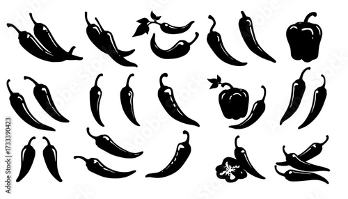 Hot chili paper icon set vector on white background. hot pepper, paprika vector illustraion	