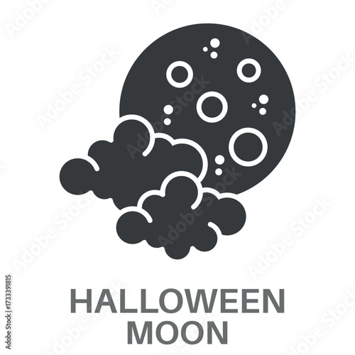 Halloween Moon Simple Style Glyph Design Vector