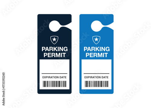Parking Permit Car Mirror Hanger Template, customizable vehicle pass for reserved parking, events, offices, hotels, apartments, and businesses. Printable, editable, professional design.