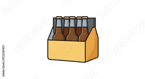 Six pack of beverage bottles in a cardboard carrier isolated
