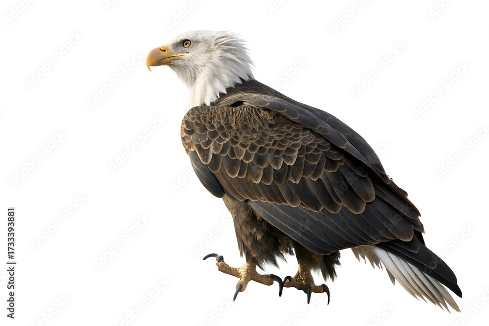 Obraz premium Realistic Eagle Perched on Tree Branch