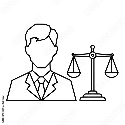 Vector art of lawyer and balance scales icon