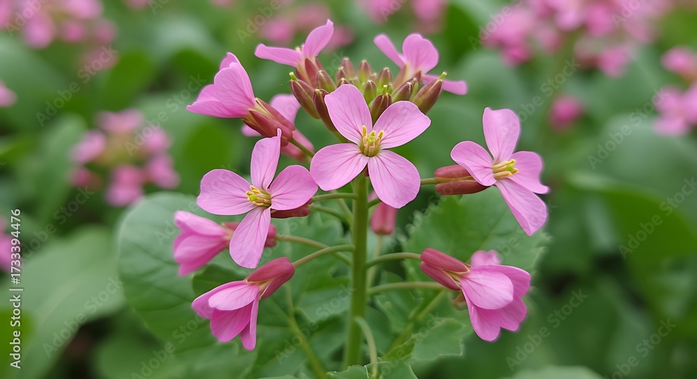 custom made wallpaper toronto digitalPink wildflower blossoms in close up against blurred green foliage background