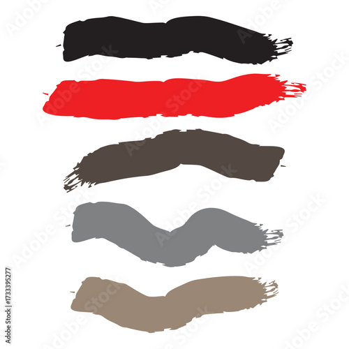 Brush strokes of various colors isolated on white background, creating a textured and dynamic artistic composition of different hues
