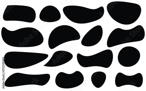 shape round form set. Liquid organic blob curve background abstract shape frame. Soft round oval pattern background. Doodle abstract liquid blob, wavy different form. 