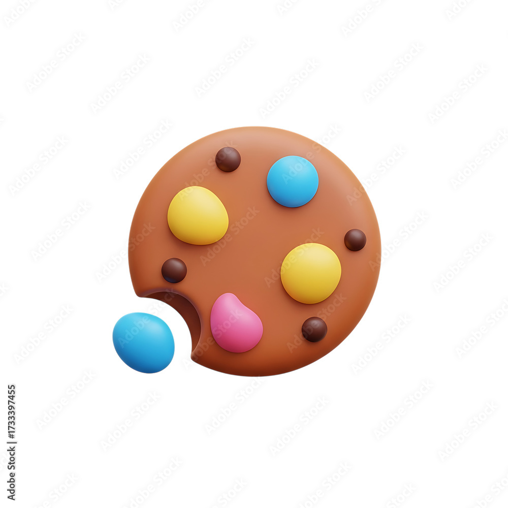 Fototapeta premium chocolate chip cookie 3d unique stylish playful icon isolated on transparent background png for dessert and bakery design