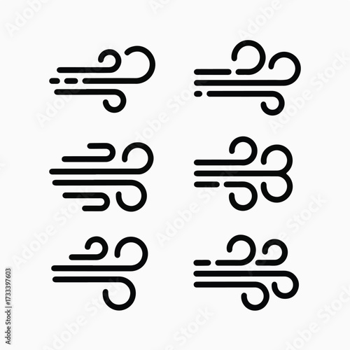  Minimalist Vector Icons for Wind Speed and Airflow Dynamics