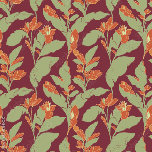 A Cute Kawaii Seamless Pattern featuring Charming Blue Foxes and Whimsical Red Mushrooms, Perfect for Children's Designs or Fabric Backgrounds