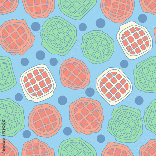 A Cute Kawaii Seamless Pattern featuring Charming Blue Foxes and Whimsical Red Mushrooms, Perfect for Children's Designs or Fabric Backgrounds