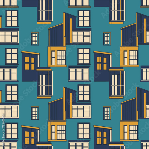 A Cute Kawaii Seamless Pattern featuring Charming Blue Foxes and Whimsical Red Mushrooms, Perfect for Children's Designs or Fabric Backgrounds