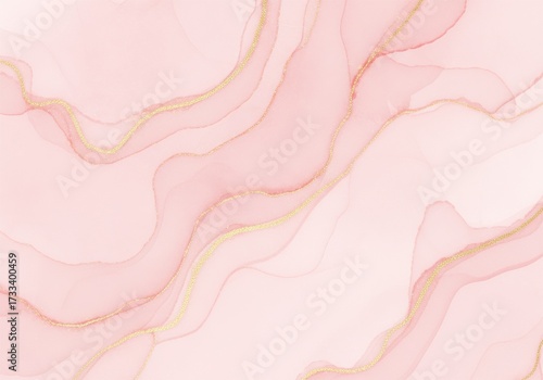 Simple elegant background with pink marble effect and gold fibers