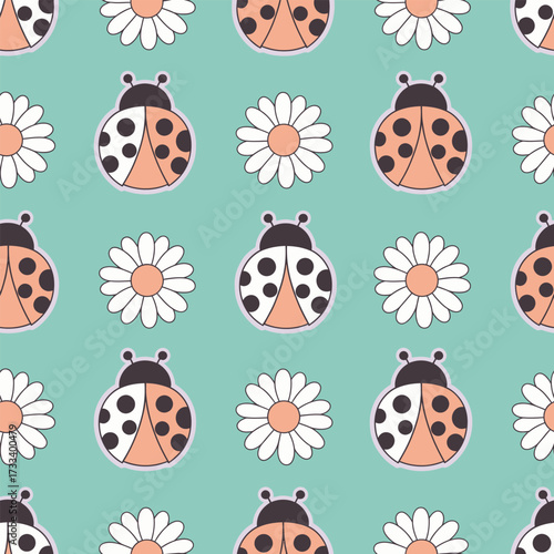 A Cute Kawaii Seamless Pattern featuring Charming Blue Foxes and Whimsical Red Mushrooms, Perfect for Children's Designs or Fabric Backgrounds