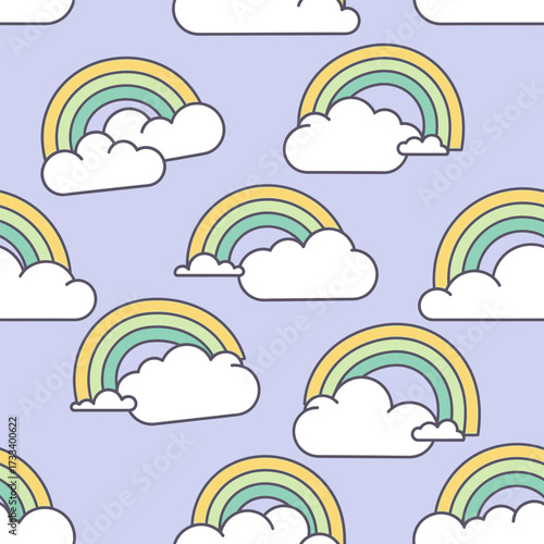 A Cute Kawaii Seamless Pattern featuring Charming Blue Foxes and Whimsical Red Mushrooms, Perfect for Children's Designs or Fabric Backgrounds