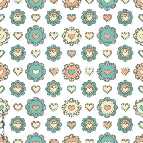 A Cute Kawaii Seamless Pattern featuring Charming Blue Foxes and Whimsical Red Mushrooms, Perfect for Children's Designs or Fabric Backgrounds