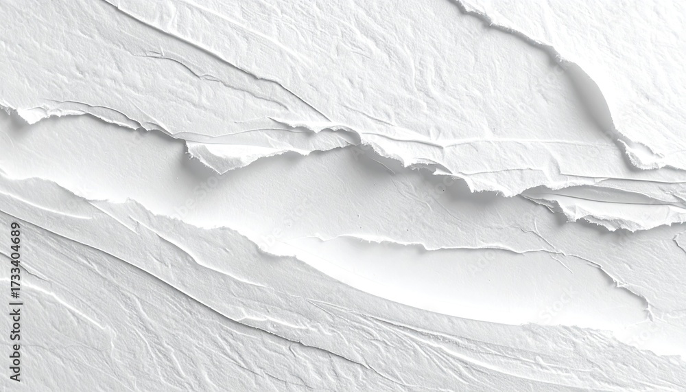Obraz premium Abstract textured white surface with ripped edges, angled lines, and subtle shadows