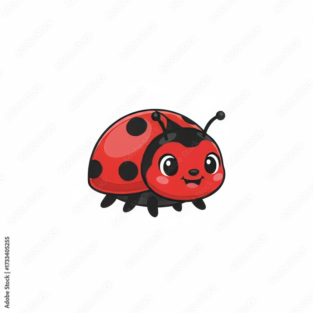 Obraz premium Adorable cartoon ladybug character illustration on white background