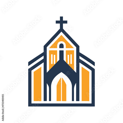 Church Icon Vector Illustration – Religious Building and Worship Symbol