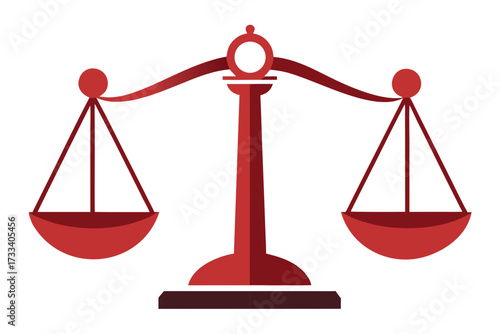 scales of justice with a red ribbon