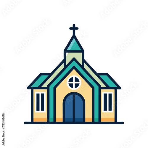 Church Icon Vector Illustration – Religious Building and Worship Symbol