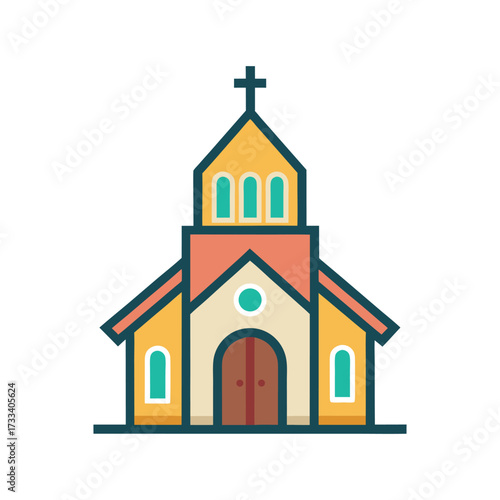 Church Icon Vector Illustration – Religious Building and Worship Symbol