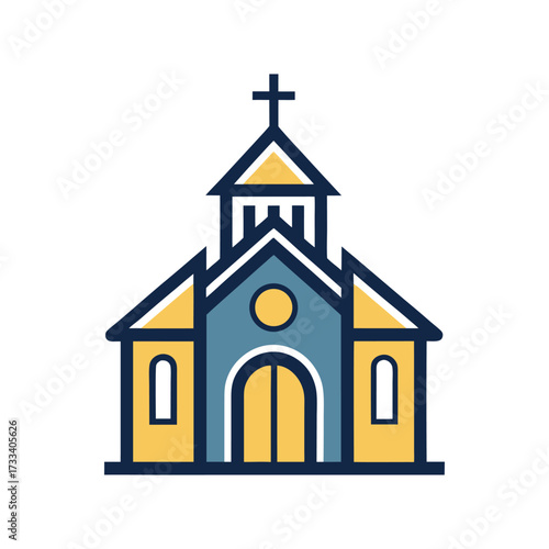 Church Icon Vector Illustration – Religious Building and Worship Symbol