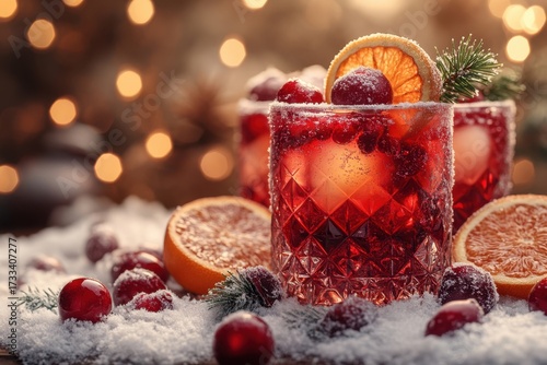 Glass of cran with orange and cran.