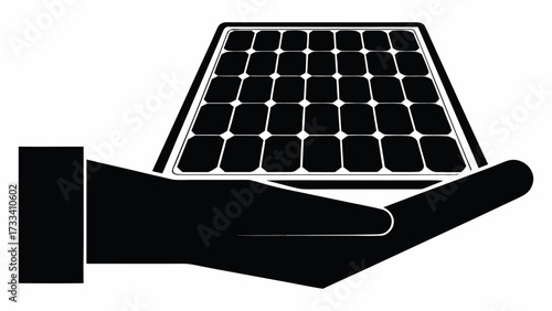 Hand holding solar panel offers clean energy solutions for a sustainable future concept