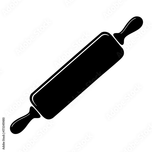Rolling pin silhouette kitchen baking tool isolated on transparent background