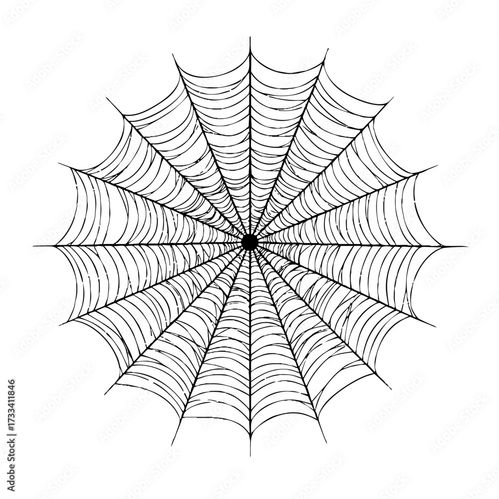 Fototapeta premium Spider web silhouette symmetrical pattern isolated on transparent background